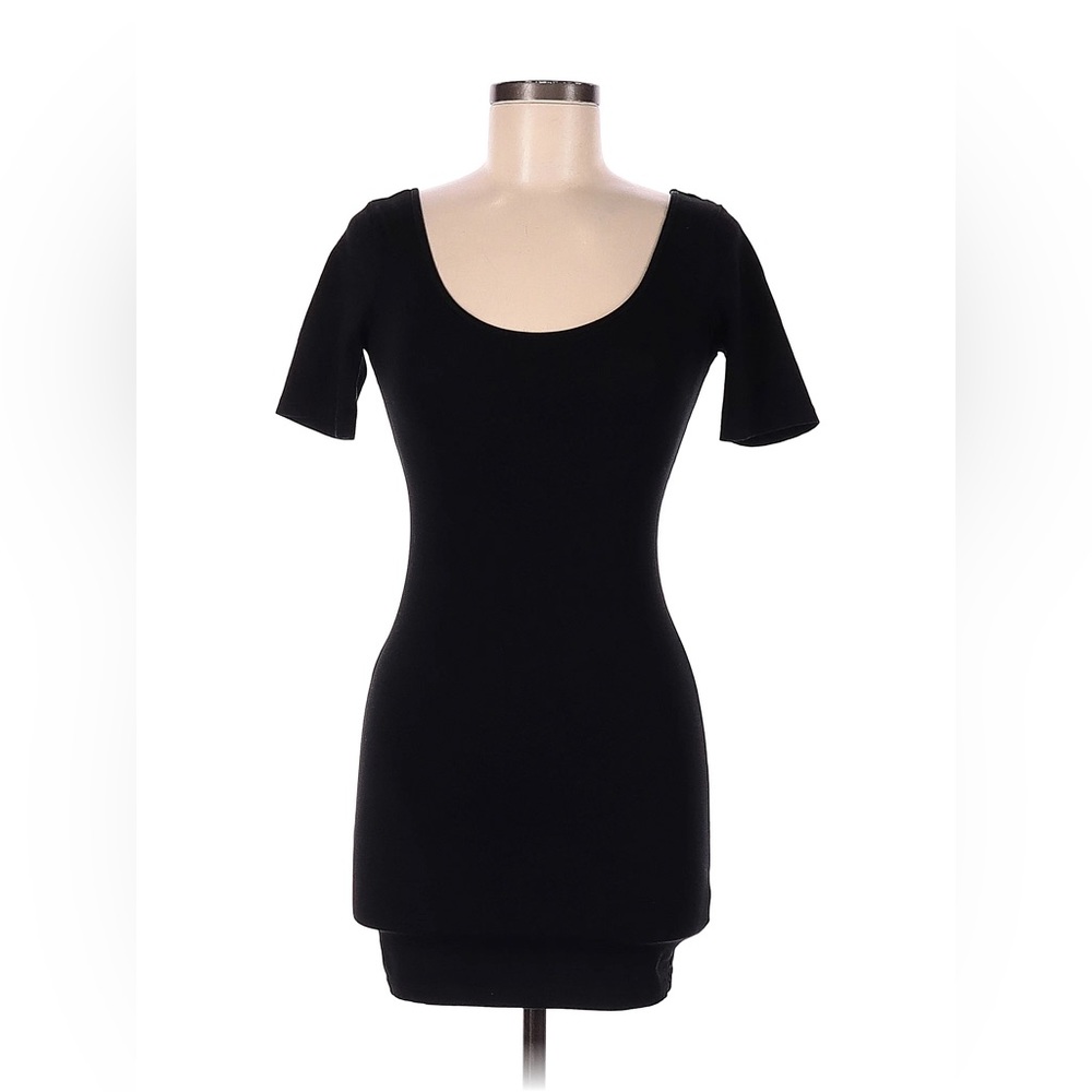 Forever 21 Mini Black Short-Sleeve Bodycon Dress (Size: L)